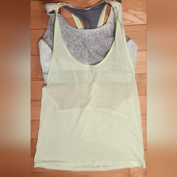 NEW! LULULEMON 2-in-1 tank top with built in sports bra in lemon/ grey in size 4 - Picture 3 of 14
